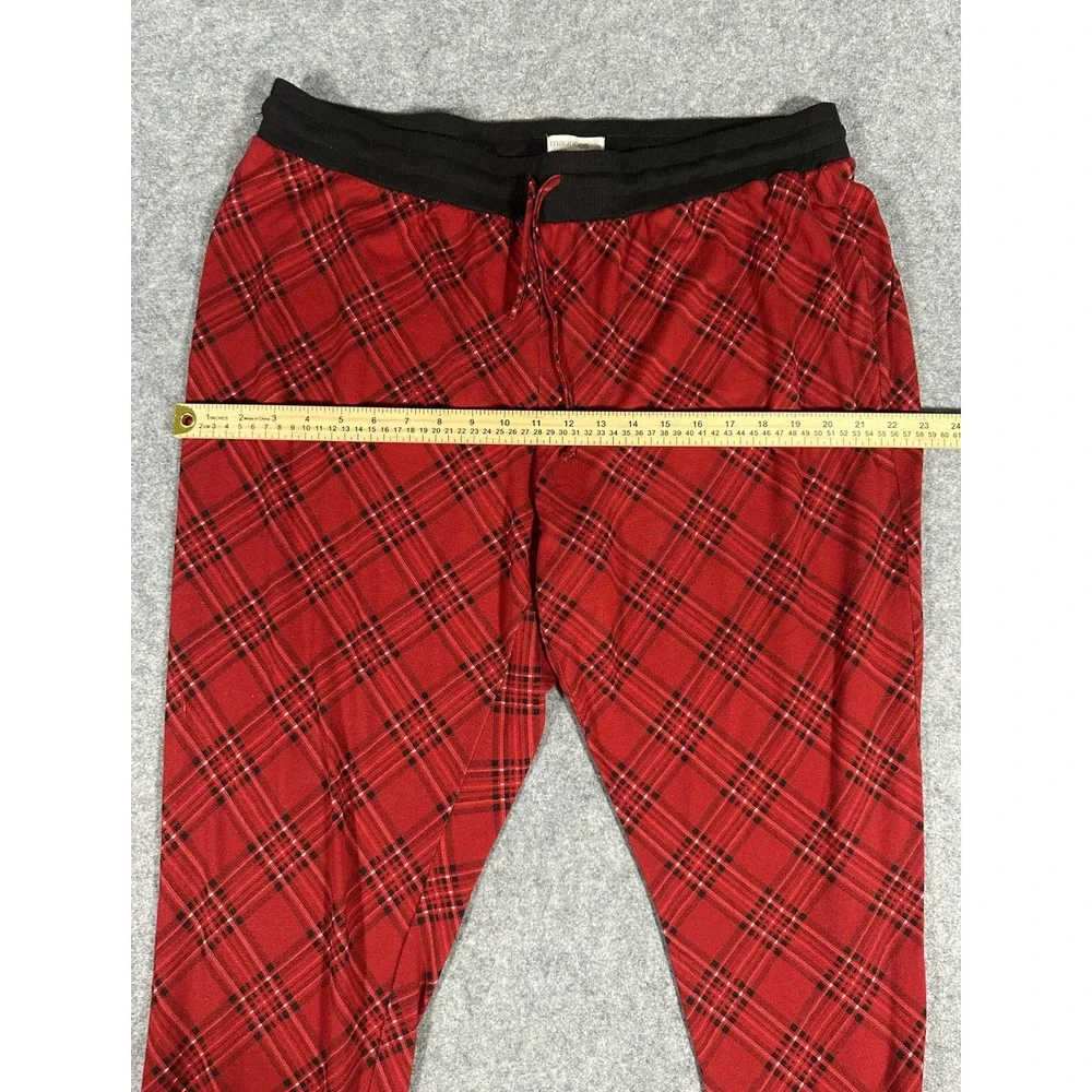 Maurices‎ Sleep Pajama Joggers 1X Red Plaid Ribbed Knit Drawstring Waist